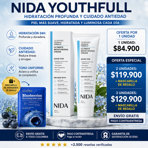 Nida Youthfull - Crema Coreana Multiacción + Mascarilla de Regalo